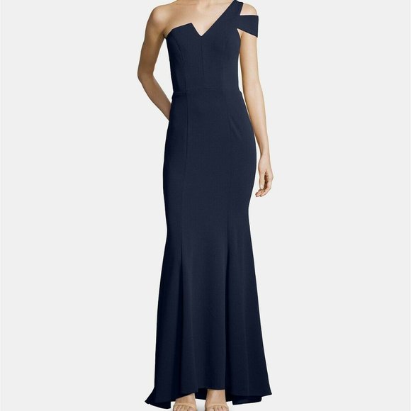 Betsy Adam's One-Shoulder A-Line Gown Size 2 - Picture 1 of 8